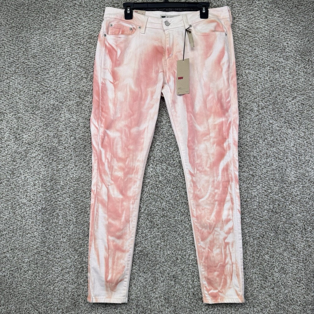 NEW Levi's 535 Jean Leggings Women's 33 Pink Tie Dye Skinny Stretch Denim Cotton